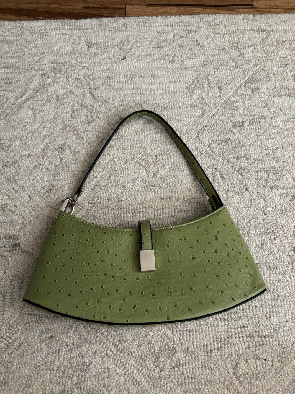 Green Textured Shoulder Bag